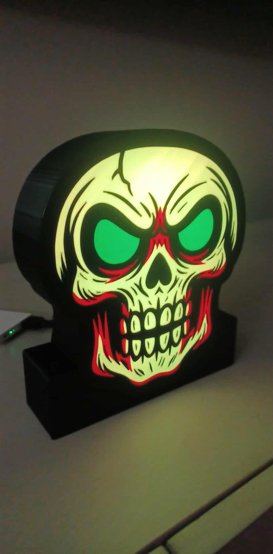Skull Face lg LED light box – custom 3D printed – Lit Layer Creations